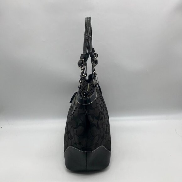 Coach Black Monogram Canvas Hampton Satchel Bag 6830 - Picture 4 of 11